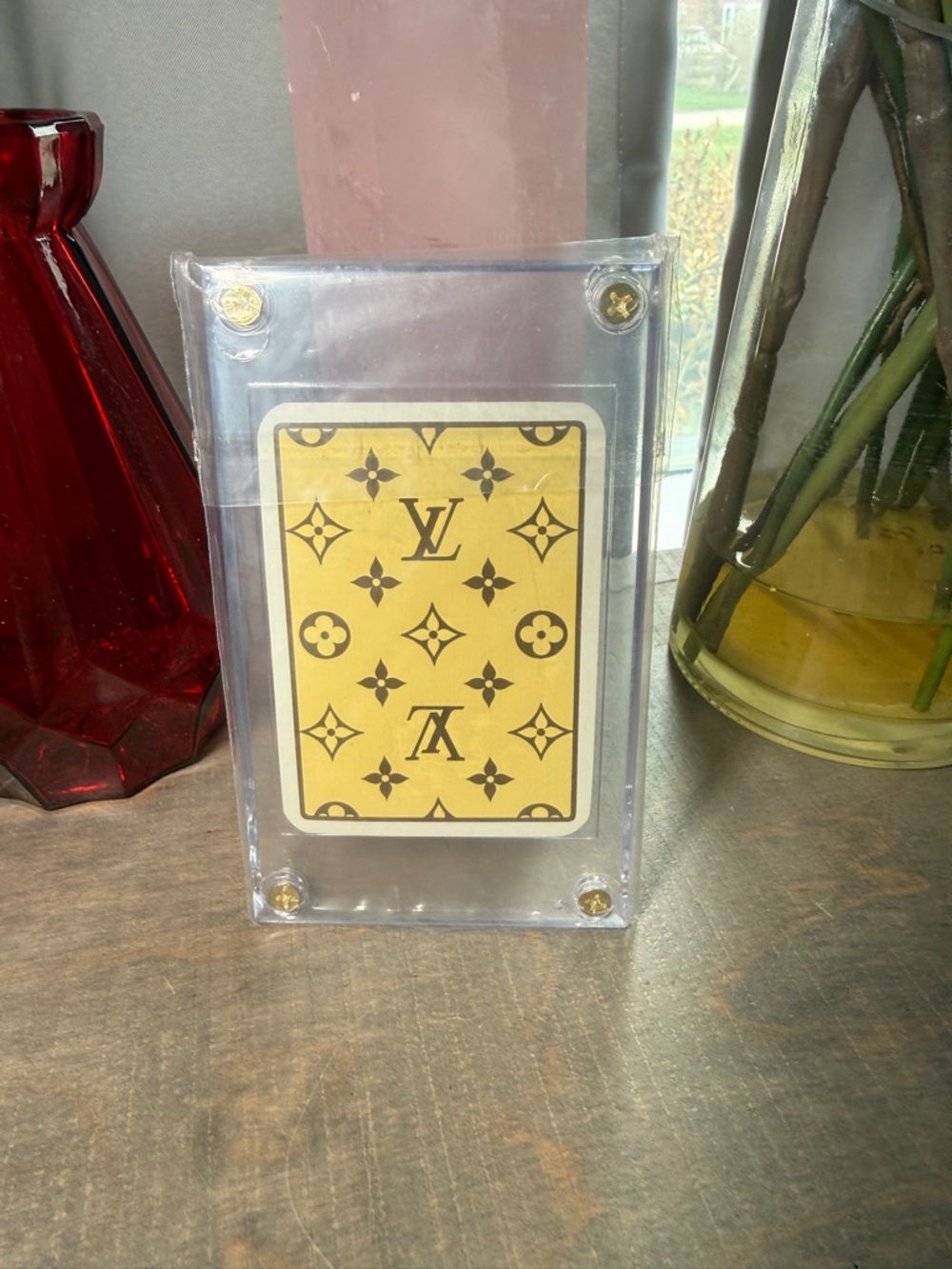 Louis Vuitton Brown Monogram Playing Card in Clear Display 8 of hearts.